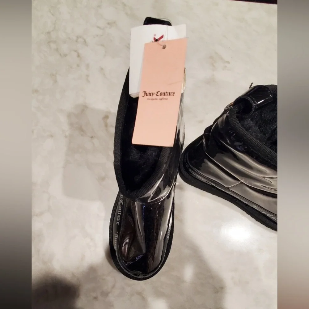 NWT Juicy Couture Klash Winter Boots Faux Fur Lined Sz 8 Black Y2K